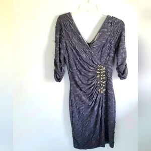 Katia gray ruched dress rhinestone embellished